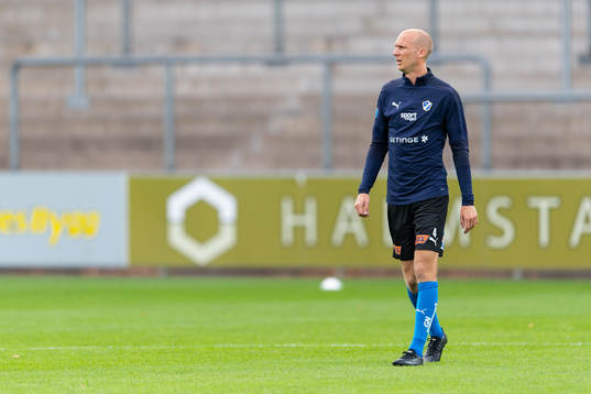 Halmstads Andreas Johansson före fotbollsmatchen i