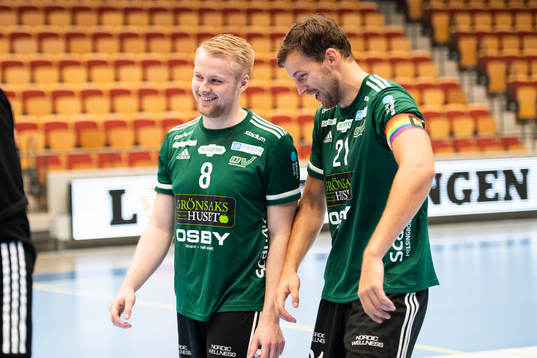 Helsingborgs Emil Lindkvist och Mattias Thynell jublar