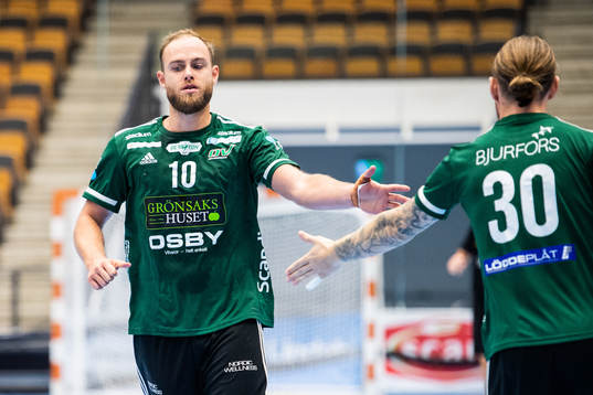 Helsingborgs David Florander jublar med Emil Hansson