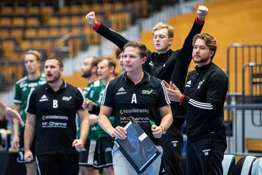 Helsingborgs tränare Toni Johansson jublar