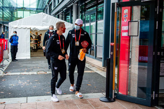 Joshua King of the Norwegian national football team arrives