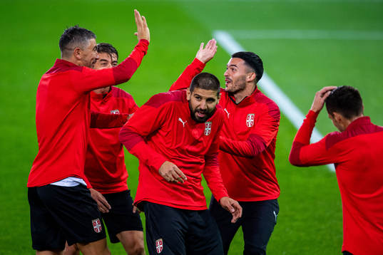 Aleksandar Kolarov, Aleksandar Mitrović and Nemanja
