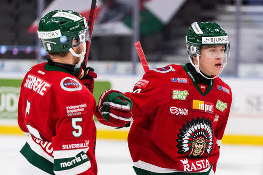 Frölundas Lucas Raymond jublar