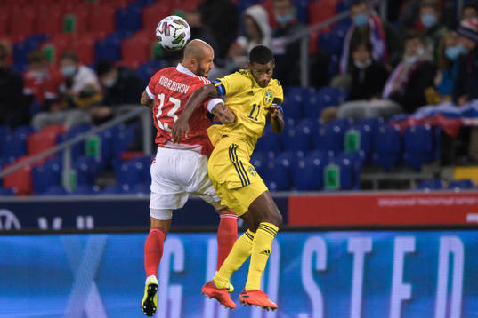 Fedor Kudryashov of Russia and Alexander Isak of Sweden