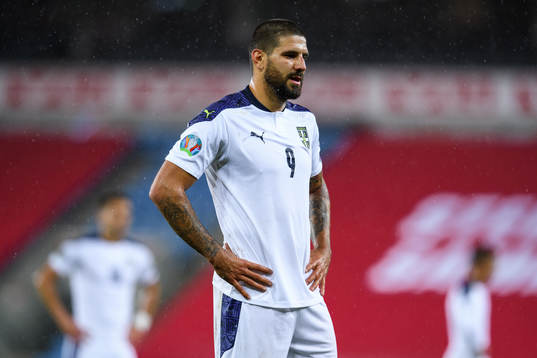 Aleksandar Mitrovic of Serbia looks dejected