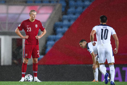 Erling Braut Haaland of Norway looks dejected