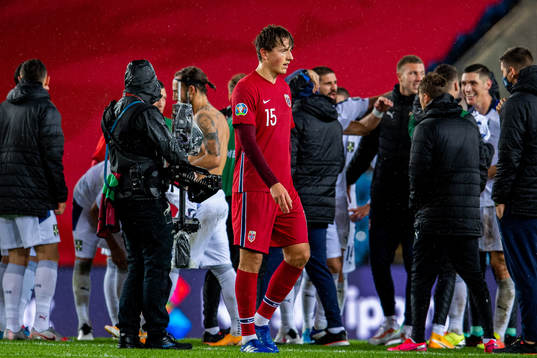 Sander Berge of Norway looks dejected