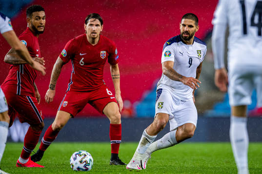 Stefan Strandberg of Norway and Aleksandar Mitrovic of