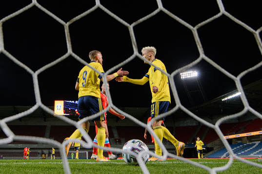 Jesper Karlsson and Pontus Almqvist of Sweden celebrate the