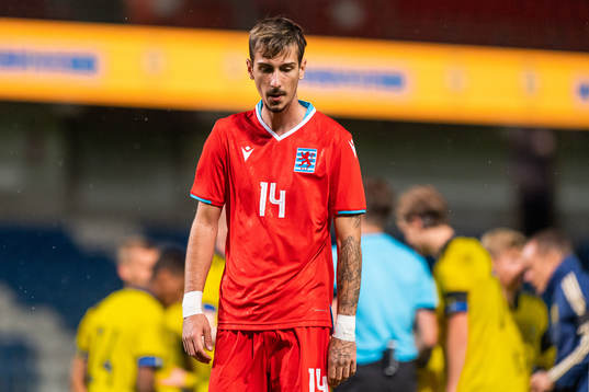 Loris Tinelli of Luxembourg looks dejected