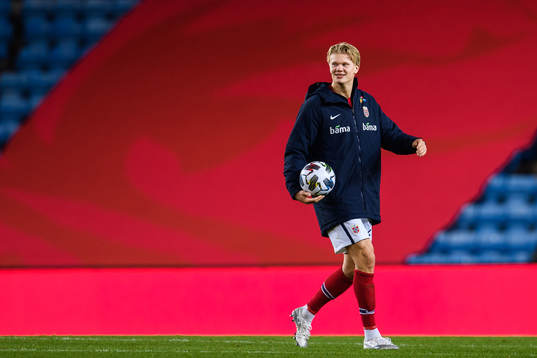 Erling Braut Haaland of Norway with the matchball