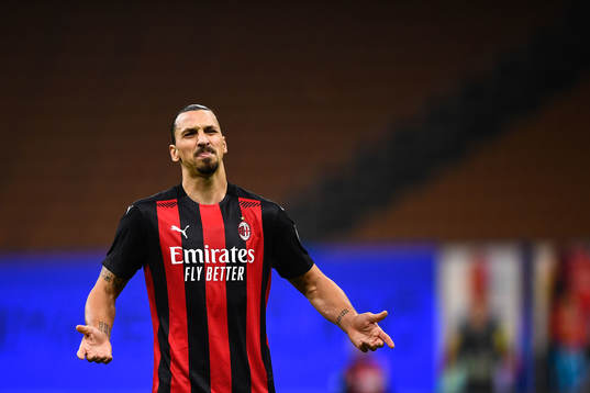 Zlatan Ibrahimovic of Milan looks dejected