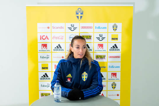 Kosovare Asllani is being interviewed