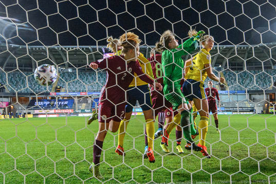 Magdalena Eriksson of Sweden scores the 4-0 goal