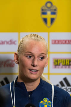 Stina Blackstenius is interviewed