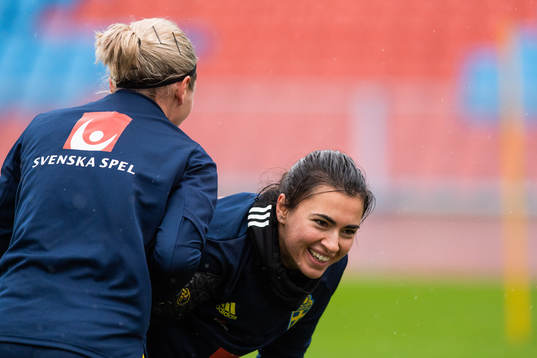 Goalkeeper Jennifer Falk and goalkeeper Zecira Musovic