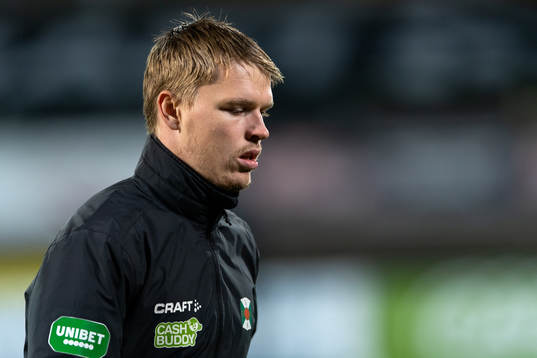 Varbergs Anton Liljenbäck före fotbollsmatchen i