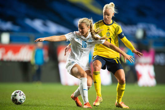 Alexandra Jóhannsdóttir of Iceland and Caroline Seger of