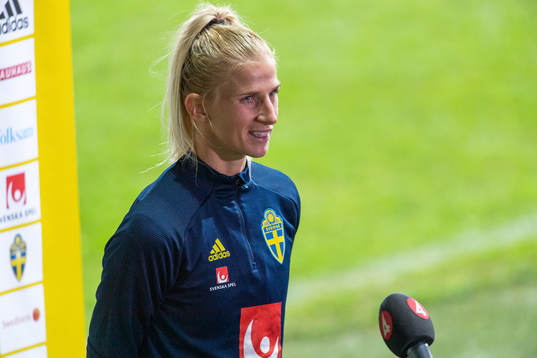 Sofia Jakobsson of Sweden is interviewed