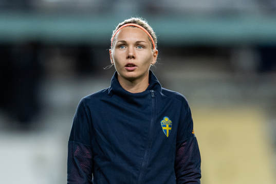 Goalkeeper Jennifer Falk of Sweden at the line up