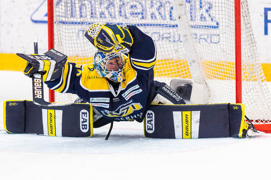 s målvakt Hugo Alnefelt räddar ett skott