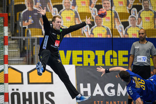 Goalkeeper Mikael Aggefors of Sweden