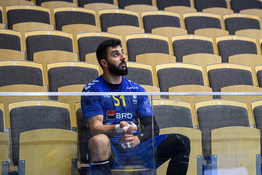Viorel Fotache of Romania looks dejected
