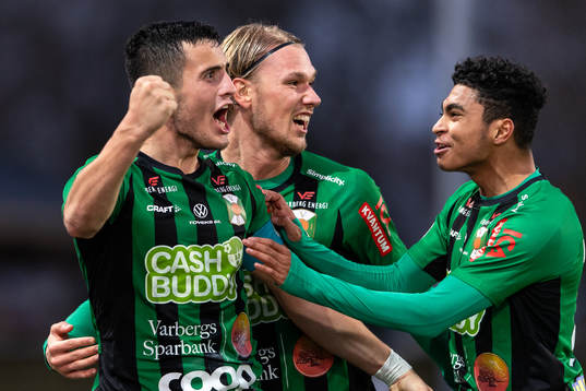 Varbergs Astrit Selmani, Hampus Zachrisson och Keanin Ayer