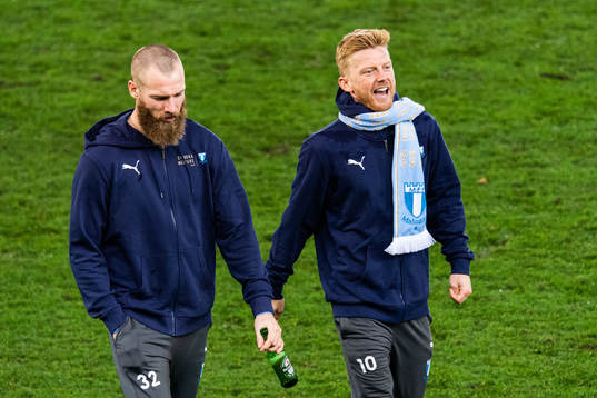 Malmö FFs Jo Inge Berget och Anders Christiansen jublar