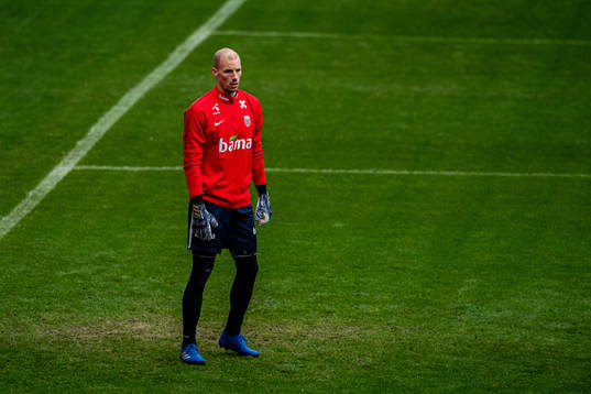 Goalkeeper André Hansen of the Norwegian national football
