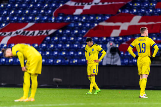 Martin Olsson of Sweden looks dejected