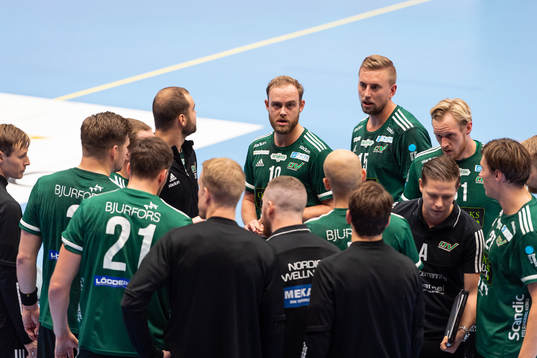 Helsingborgs spelare i en timeout