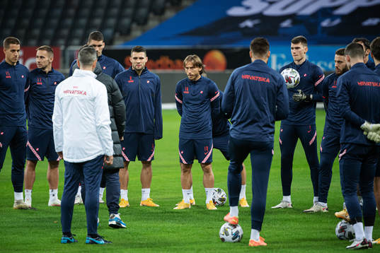 Mateo Kovacic and Luka Modric of the Croatian national
