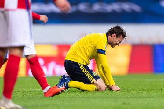Albin Ekdal of Sweden looks dejected