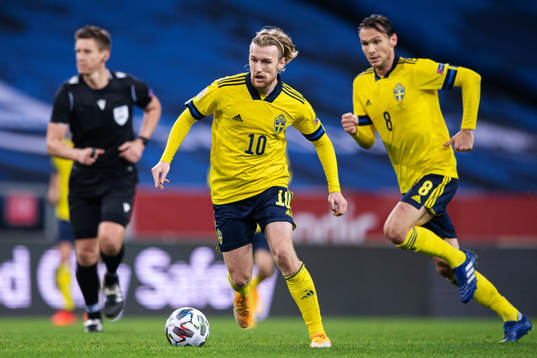 Emil Forsberg and Albin Ekdal of Sweden