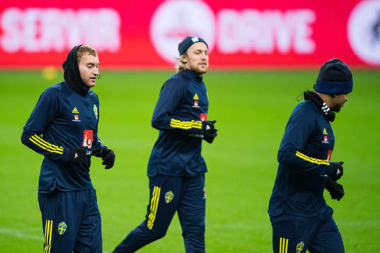 Dejan Kulusevski and Emil Forsberg of the Swedish national