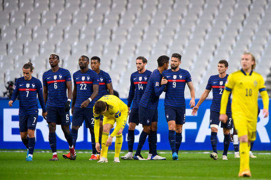 Olivier Giroud of France celebrates the 1-1 goal