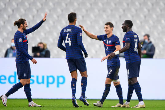 Benjamin Pavard of France celebrates the 2-1 goal