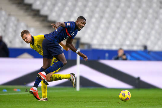 Viktor Claesson of Sweden and Marcus Thuram of France