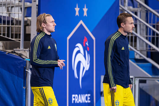 Emil Forsberg and Pierre Bengtsson of Sweden
