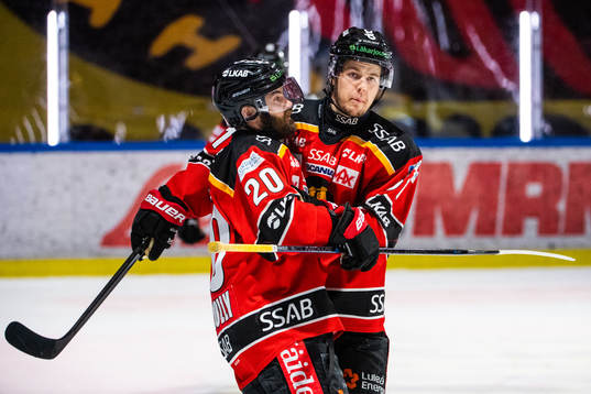 Luleås Jack Connolly och Filip Hållander jublar