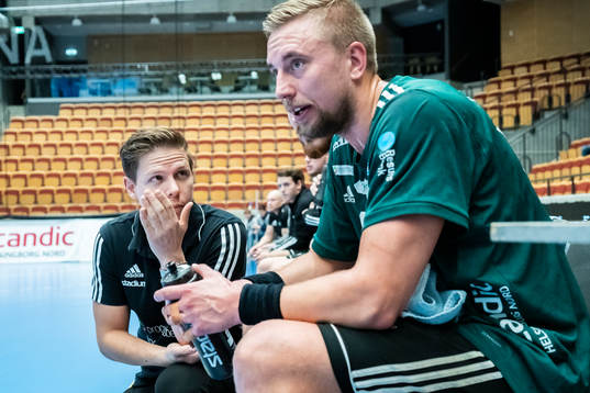 Helsingborgs tränare Toni Johansson och Anton Månsson