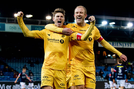 Kasper Junker of Bodø/Glimt celebrates with teammate