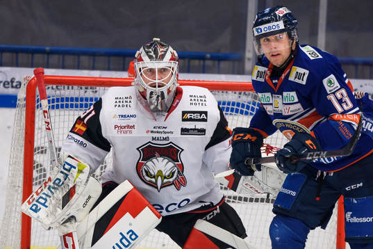 Malmö Redhawks målvakt Lars Volden och Växjös Jack Drury
