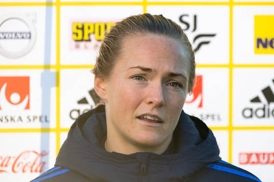 Magdalena Eriksson i mixade zonen