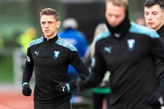 Malmö FFs Sören Rieks före fotbollsmatchen i Allsvenskan