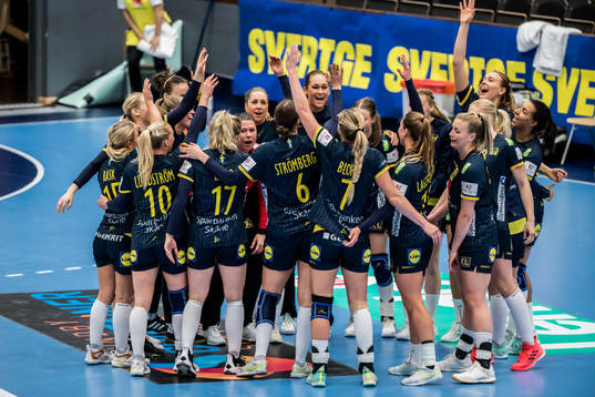 Sveriges spelare jublar