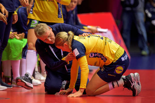 Emma Lindqvist of Sweden in pain