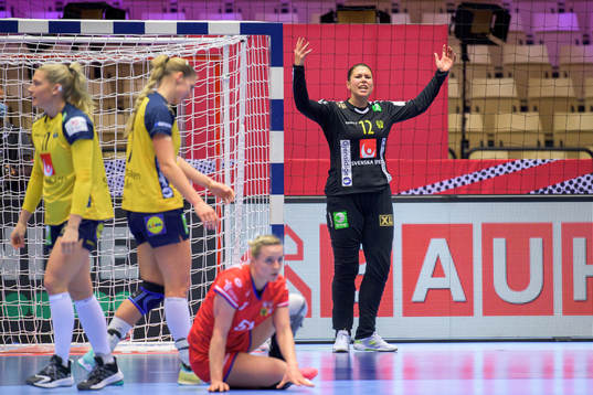 Goalkeeper Filippa Idehn of Sweden reacts