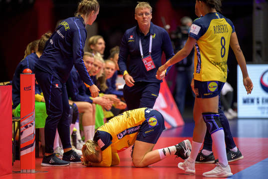 Emma Lindqvist of Sweden in pain